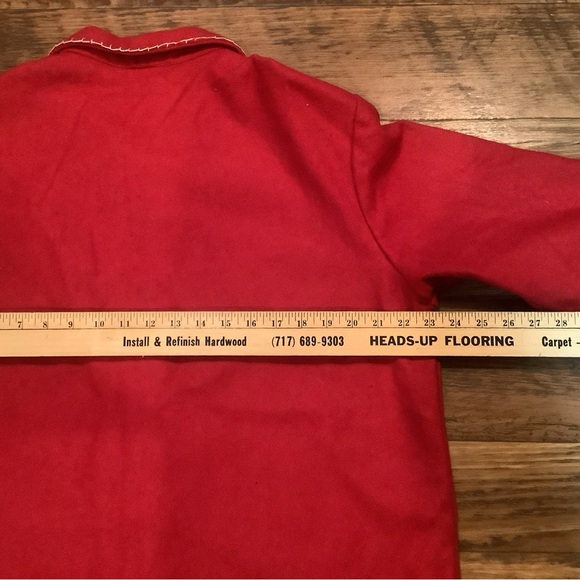 Wool Women's Cardigan Jacket Shirt L Button Front Red Snowman Stars Christmas - Picture 5 of 6